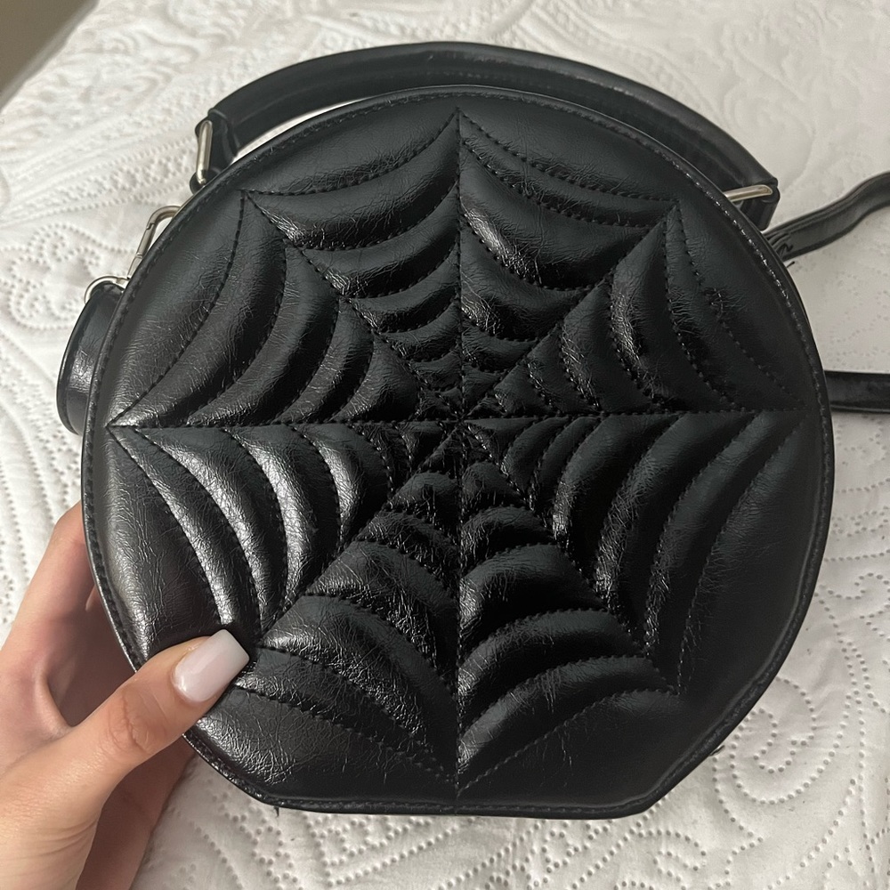 BLACK SPIDERWEB GHOUL BAG Gothic